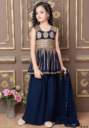 Picture of Classy Georgette Midnight Blue Kids Salwar Kameez