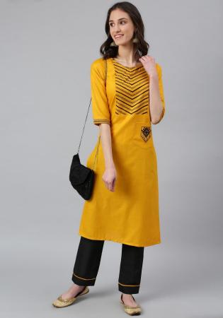 Picture of Ravishing Cotton Golden Kurtis & Tunic