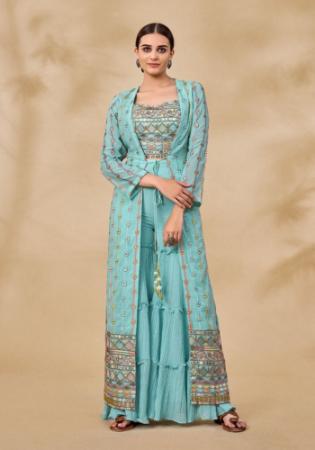 Picture of Georgette Light Steel Blue Readymade Salwar Kameez