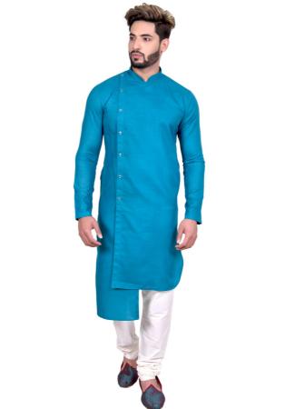 Picture of Splendid Cotton Dark Cyan Indo Western