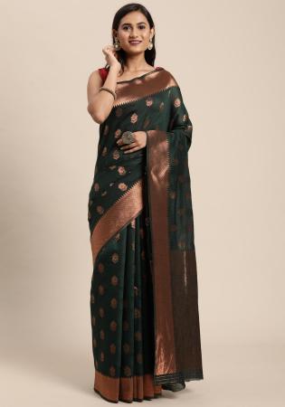 Picture of Fascinating Silk Bottle Green Saree