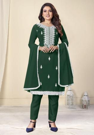 Picture of Georgette Forest Green Straight Cut Salwar Kameez