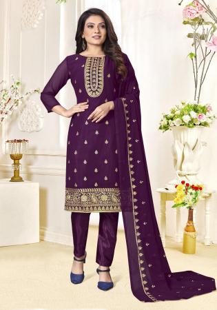 Picture of Georgette Dark Slate Grey Straight Cut Salwar Kameez