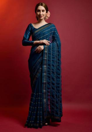 Picture of Good Looking Georgette Midnight Blue Saree