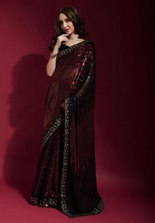 Picture of Pretty Georgette Maroon Saree