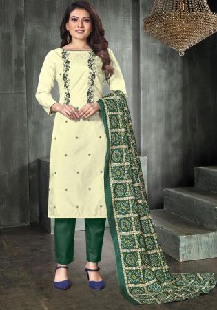 Picture of Silk Bisque & Gainsboro Straight Cut Salwar Kameez