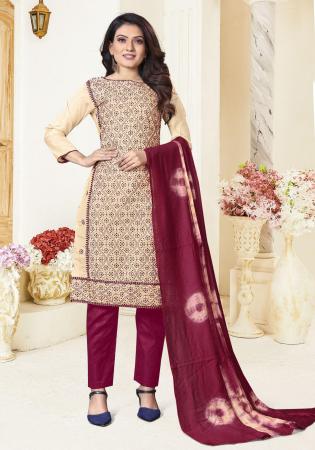 Picture of Fine Silk Tan Straight Cut Salwar Kameez