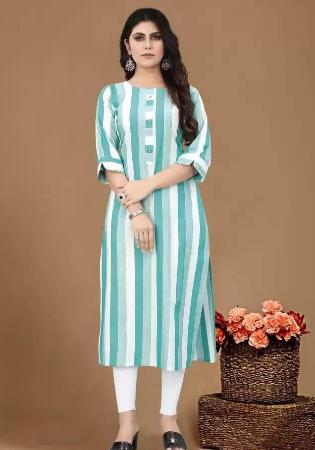 Picture of Admirable Cotton Medium Aqua Marine Kurtis & Tunic