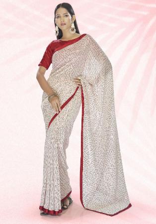 Picture of Pretty Georgette White Saree