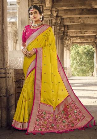 Picture of Magnificent Silk Yellow Saree