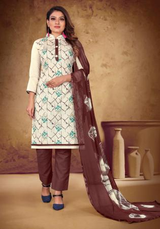 Picture of Taking Cotton Sea Shell Straight Cut Salwar Kameez