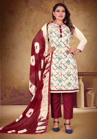 Picture of Comely Cotton Sea Shell Straight Cut Salwar Kameez