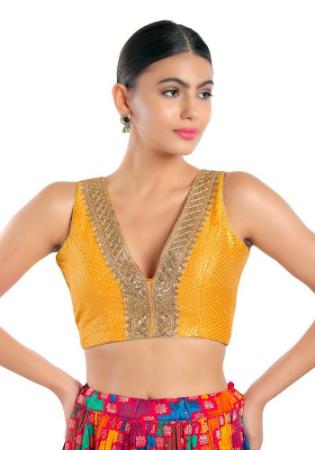 Picture of Alluring Chiffon & Silk Golden Rod Designer Blouse