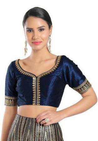 Picture of Ideal Silk Midnight Blue Designer Blouse