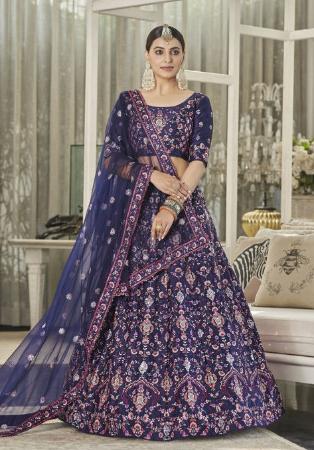 Picture of Splendid Silk Dark Slate Blue Lehenga Choli