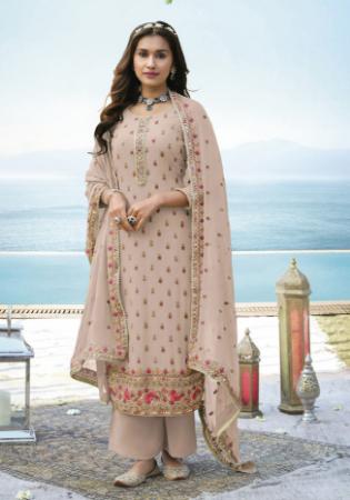 Picture of Georgette Rosy Brown Straight Cut Salwar Kameez