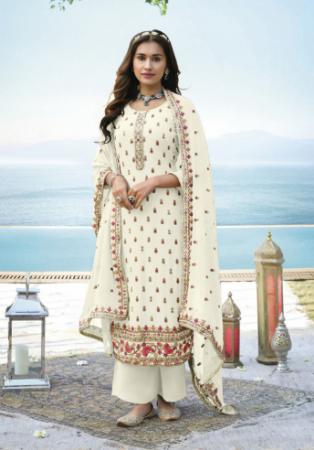 Picture of Stunning Georgette White Straight Cut Salwar Kameez