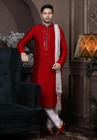 Picture of Delightful Silk Maroon Kurtas