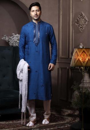 Picture of Enticing Silk Midnight Blue Kurtas