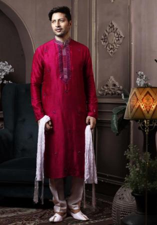 Picture of Grand Silk Maroon Kurtas