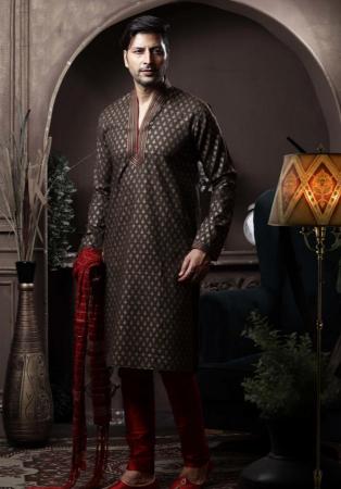 Picture of Resplendent Cotton Maroon Kurtas