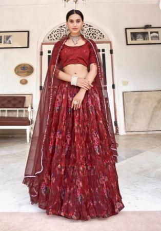 Picture of Enticing Silk Maroon Lehenga Choli