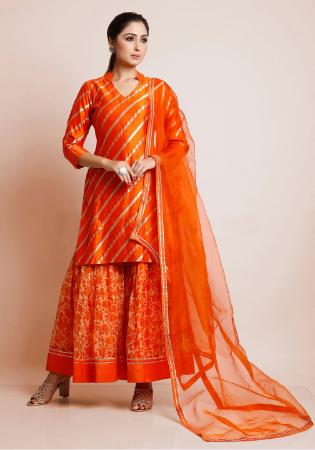 Picture of Fascinating Rayon Dark Orange Readymade Salwar Kameez