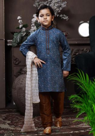 Picture of Nice Cotton Dark Slate Grey Kids Kurta Pyjama