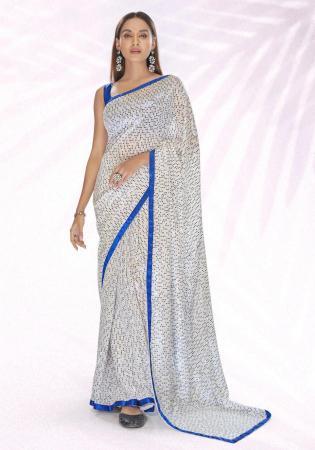 Picture of Gorgeous Georgette Silver Saree