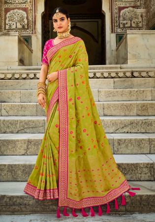 Picture of Stunning Silk Golden Rod Saree