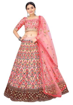 Picture of Sublime Silk Light Coral Lehenga Choli