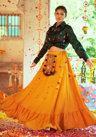 Picture of Appealing Silk Golden Rod Lehenga Choli