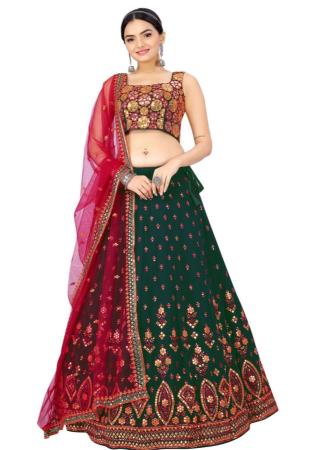 Picture of Gorgeous Georgette Dark Olive Green Lehenga Choli