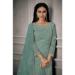 Picture of Well Formed Net Dark Sea Green Anarkali Salwar Kameez