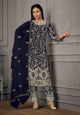 Picture of Elegant Net Dark Slate Grey Anarkali Salwar Kameez