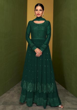 Picture of Georgette Forest Green Anarkali Salwar Kameez