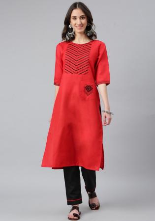 Picture of Graceful Cotton Crimson Kurtis & Tunic