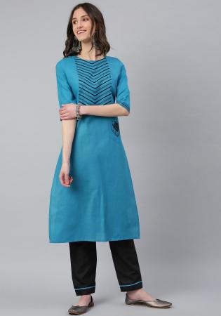 Picture of Fascinating Cotton Steel Blue Kurtis & Tunic