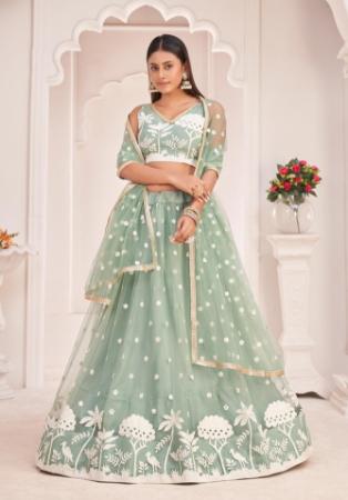 Picture of Marvelous Net Dark Sea Green Lehenga Choli