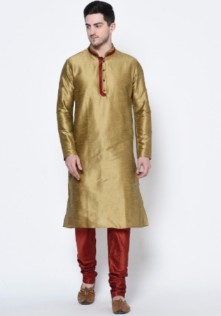 Picture of Fascinating Silk Dark Khaki Kurtas