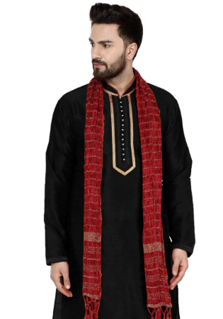 Picture of Wonderful Silk Black & Black Kurtas