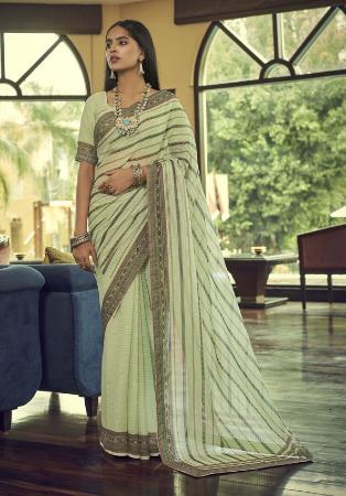 Picture of Nice Georgette Dark Sea Green Saree