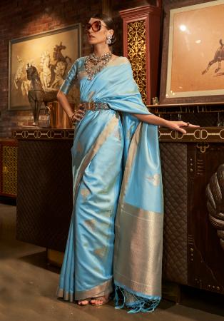 Picture of Shapely Silk Light Steel Blue Saree