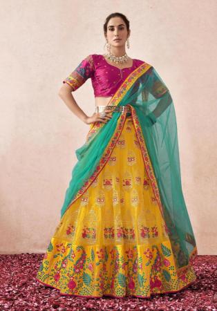 Picture of Appealing Net Khaki Lehenga Choli