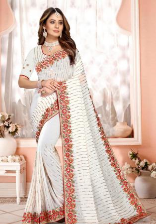 Picture of Ideal Georgette White Saree