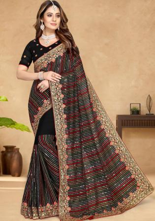 Picture of Sublime Georgette Black Saree