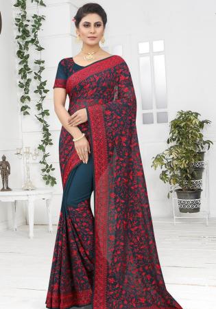 Picture of Classy Georgette Dark Slate Grey Saree