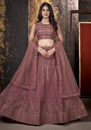 Picture of Pleasing Net Dim Gray Lehenga Choli