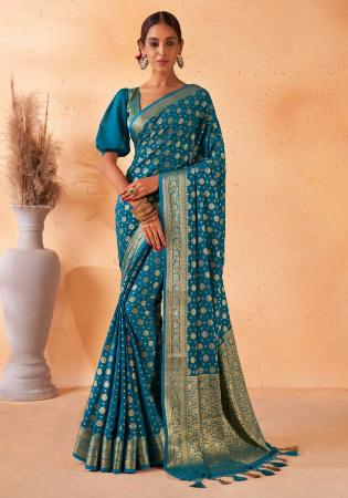 Picture of Marvelous Georgette Teal Saree