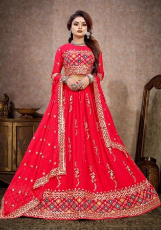 Picture of Elegant Georgette Red Lehenga Choli